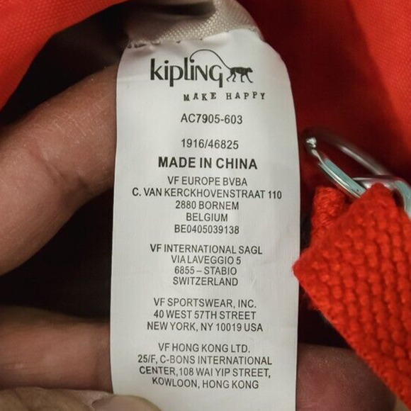 Kipling Keiko Red Zipper Pockets Travel Packable Nylon Adjustable Crossbody Bag - Picture 5 of 6